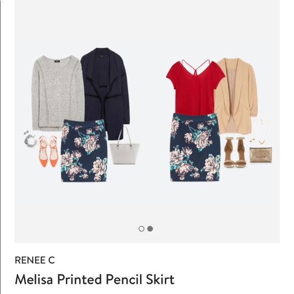 Renee C Melisa Printed Pencil Skirt - Picture 2 of 2